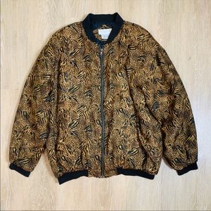 SILK Bomber Jacket Lined Animal Print